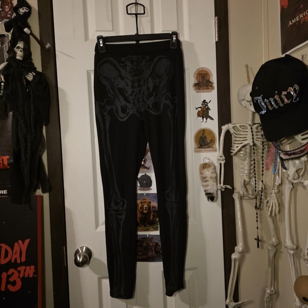 ROMWE Black Skeleton Print High-Waist Leggings